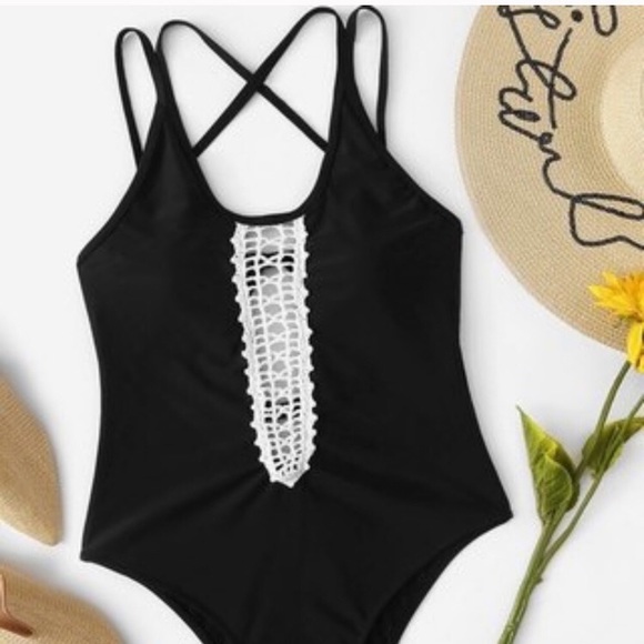 Other - Crochet Lace Panel One Piece Swimsuit